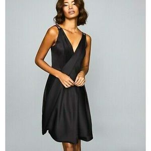 NEW Reiss Bubble Hem Satin Black Dress